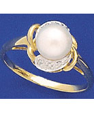 PEARL AND DIAMOND RING 14K 310386