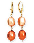 Pearls golden copper earrings