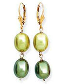 Pearls Shell pearls lime sage earrings