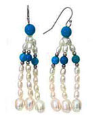 Silver dangle pearl earrings 825873