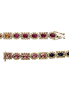 Rainbow Sapphire Bracelet squares outlined in round diamonds