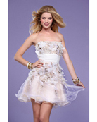 BG Haute Short Strapless Asymmetrical Dress Shimmering Fabric E22117