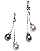 Pearl dangle earrings white black pearls ITV323