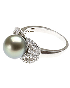 Pearl ring black Tahitian diamond accents R1181B1