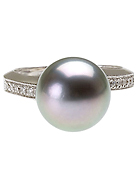 Pearl ring black Tahitian diamonds